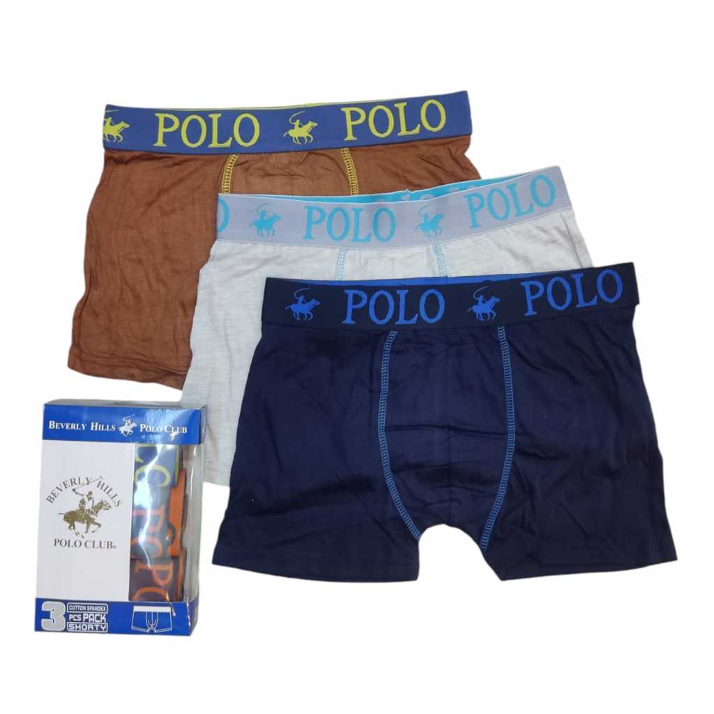 3PCS CELANA DALAM BOXER PRIA BEVERLY HILLS POLO CLUB CELANA SHORT COWOK BAHAN KATUN
