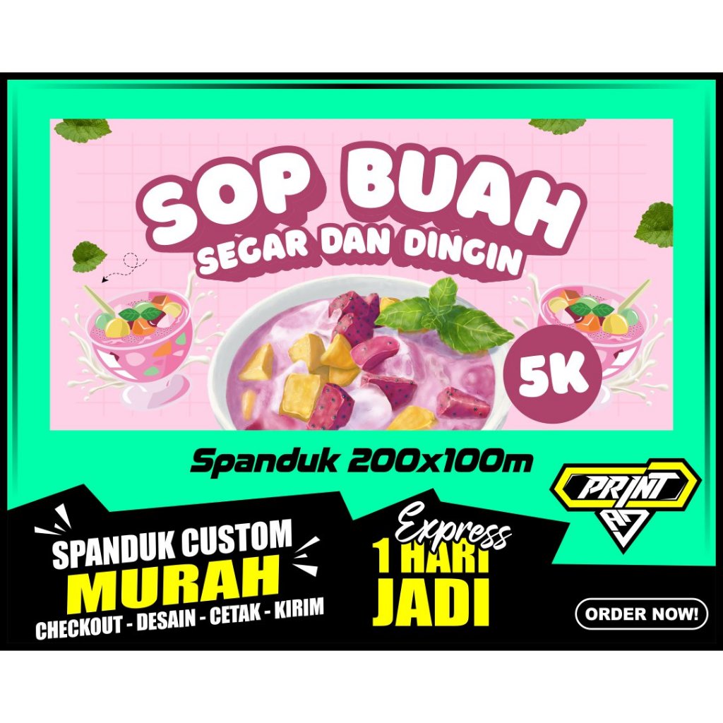 Banner SOP BUAH, Spanduk SOP BUAH 200x100 cm, COD, Banner SOP BUAH, Spanduk SOP BUAH 200x100 cm,