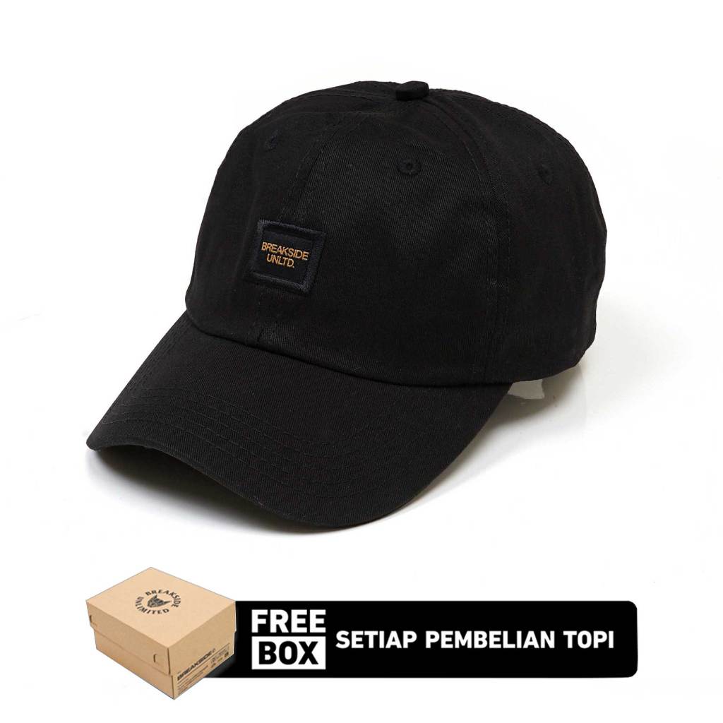 [FREE BOX] Breakside Polo Cap His - Black Topi Pria
