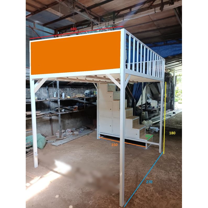 Mezzanine Ranjang Tingkat Besi Hollow Kotak Custom Rak Meja Atas