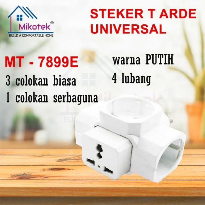 Steker T Arde Universal / Steker T Multi / Steker T Datar 4 Lubang MIKOTEK MT-7899E - White