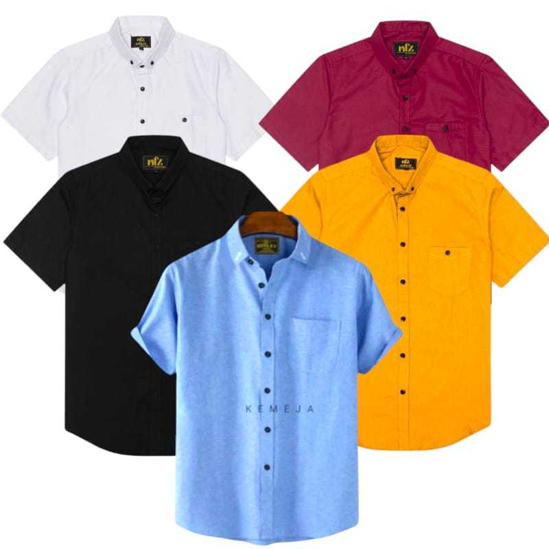 hem slim fit baju cowok distro kemeja pria polos lengan pendek baju pria kemeja polos hitam putih
