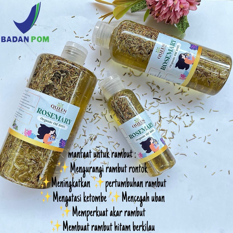 BPOM RI SPP-IRT MINYAK ROSEMARY INFUSED 5in1 HERB OIL QUEEN ANTI KETOMBE MENCEGAH RAMBUT RONTOK MENE
