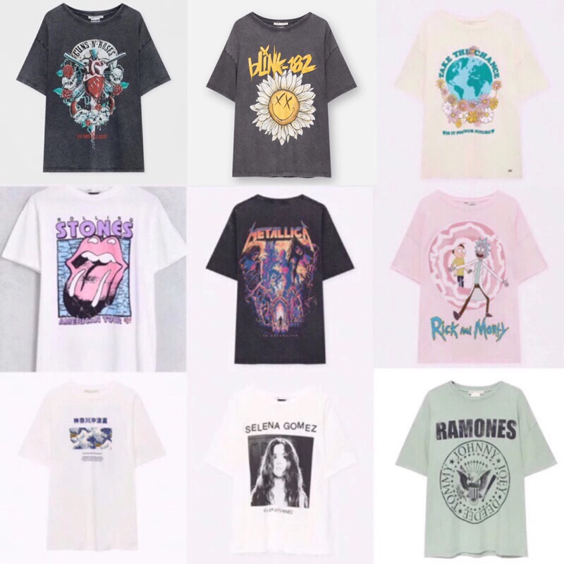 PULL AND BEAR NEW LIDAH BLINK-182 NIRVANA PINK FLOYD GORILLAZ RAMONES PNB GOMES GOMEZ KANAGAWA PULL 