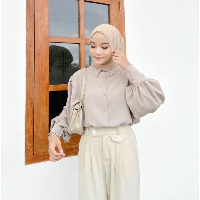 PEVITA PUFFY BLOUSE CRINKLE I Kemeja Atasan Wanita I Blouse Wanita