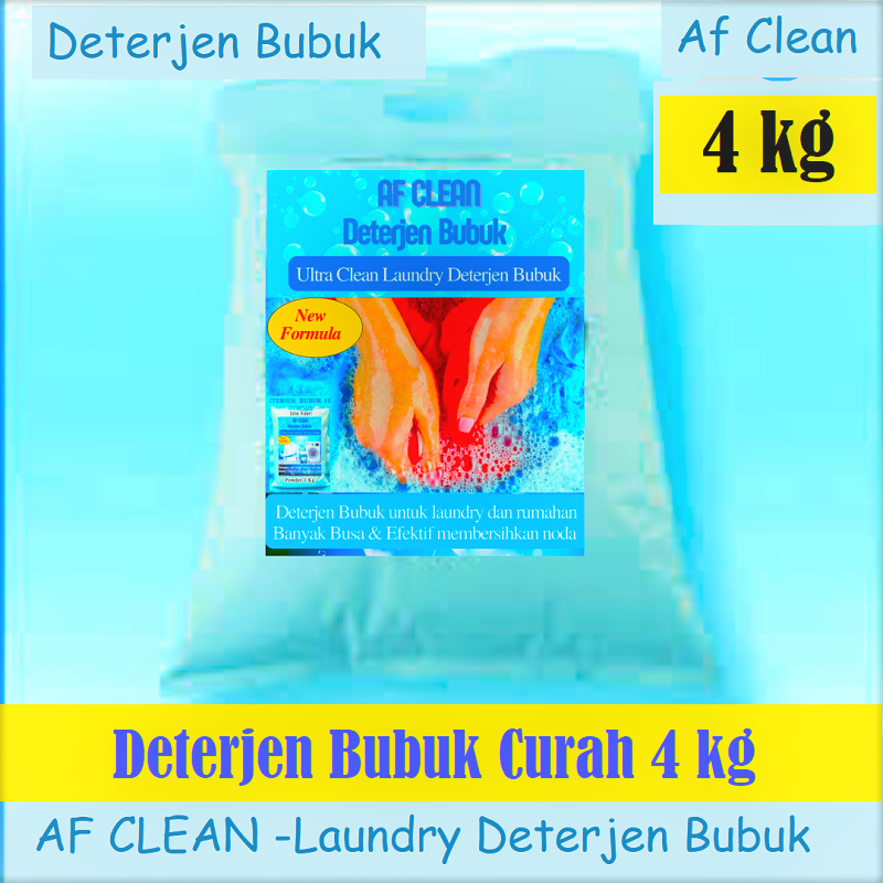 AF Clean Deterjen BUBUK ULTRA Powder 4 Kg - Deterjen Bubuk Curah 4Kg Berkualitas Deterjen Pakaian Ba