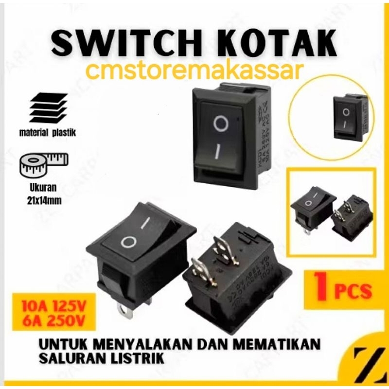Tombol Saklar Switch On Off Motor Mobil Kotak LED Stang Motor 2 Pin Tombol Hazard Push On