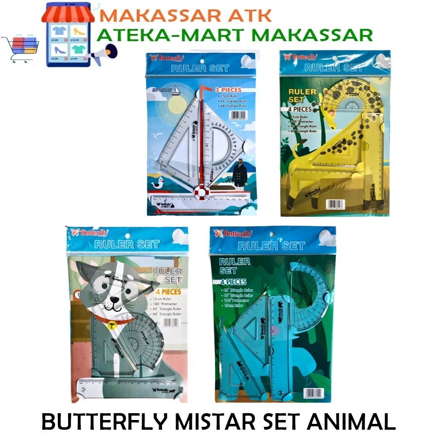 

[1 SET] BUTTERFLY PENGGARIS MISTAR SET CAT GAJAH JERAPAH KAPAL