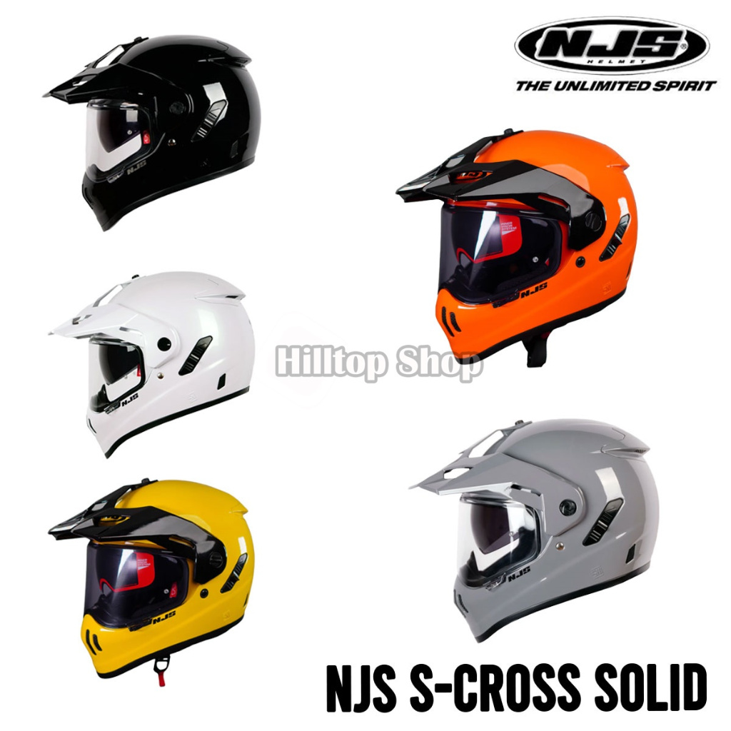 Helm Full Face Touring Adveture NJS S-Cross Solid Supermoto Motorcycle Helmet