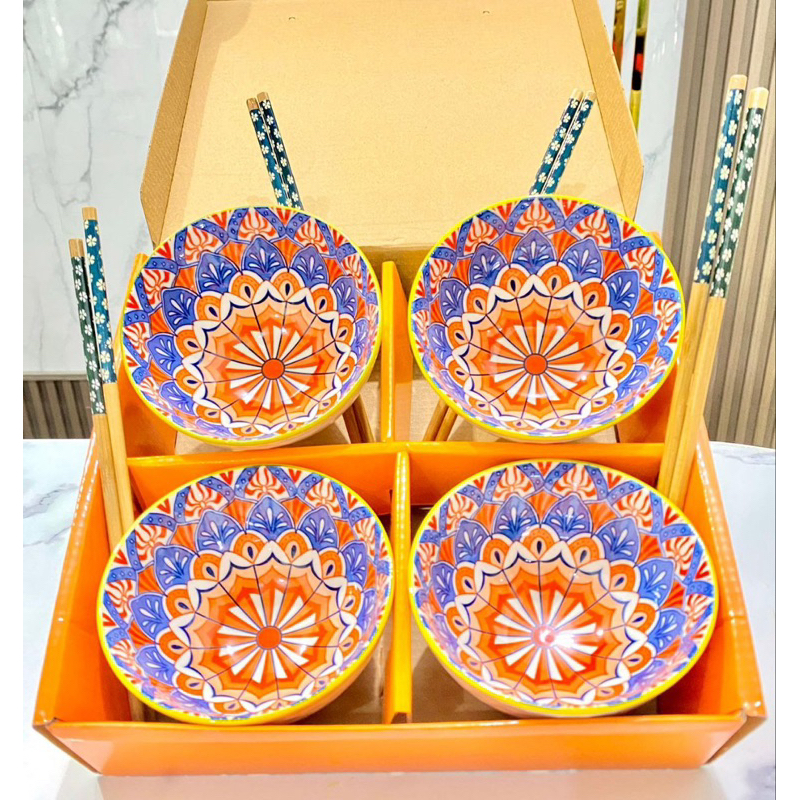 MANGKOK HAMPERS BOHEMIA KERAMIK JAPANESE JEPANG SET 4 SET 2 DAPAT SUMPIT