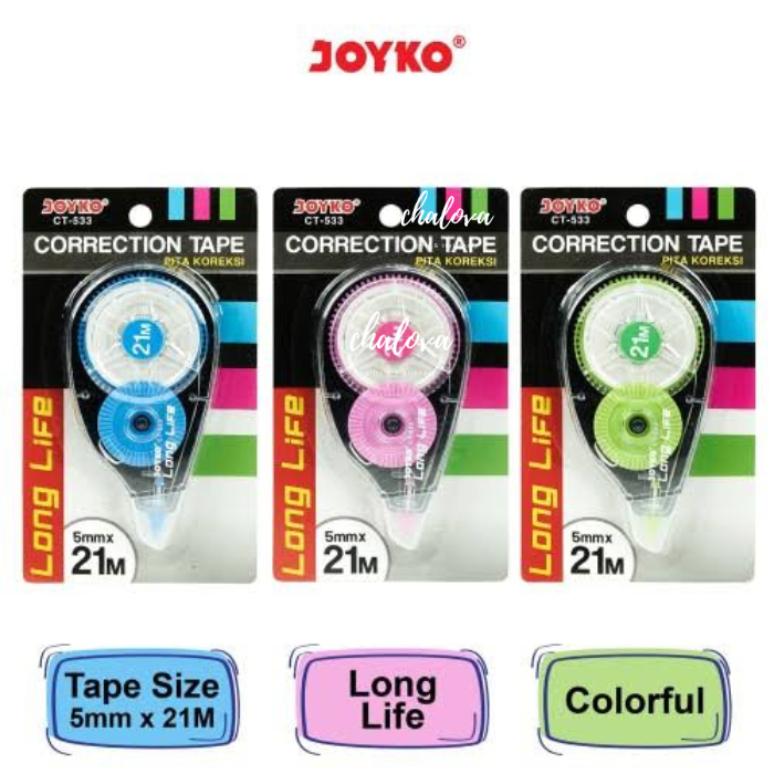 

[LUSIN] TIP-EX KERTAS JOYKO CT-533/ CORRECTION TAPE 21 METER ISI 12