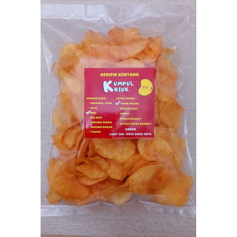 

Keripik Kentang Krispy Barbeque 100 gr / Kripik Kentang Dieng Crispy BBQ / Snack Cemilan Kriuk Aneka Rasa