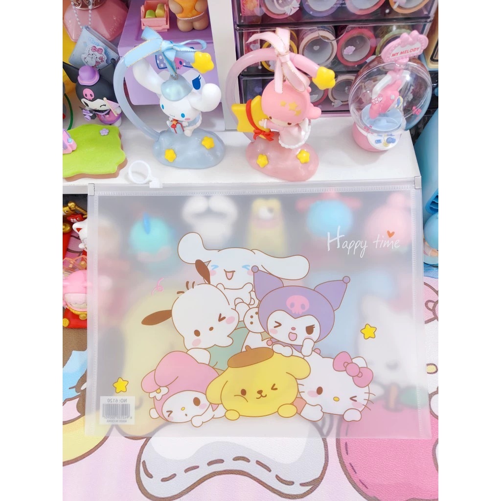 Zipper Map Bening A4 B5 Folder Dokumen Kertas Buku Karakter Kuromi Lucu ST06