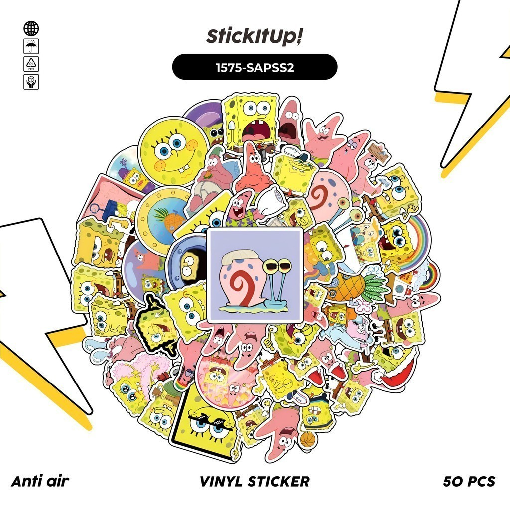 

COD✨ 100 Pcs Stiker Spongebob and Patrick Lucu Anti Air Untuk Dekorasi Notebook Sepeda Skateboard Handphone DIY