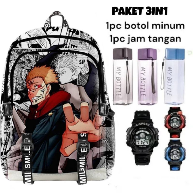 TAS NARUTO Tas Ransel Punggung Sekolah Anak Paud Playgroup  SD SMP Gambar Anime Naruto Boruto Cowok