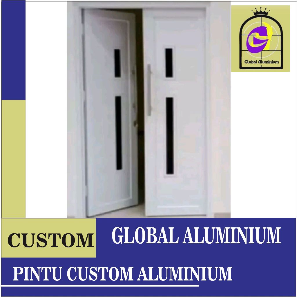 PINTU UTAMA ALUMINIUM PANEL VARIASI KACA UKURAN L140*T200 COCOK UNTUK RUMAH IMPIAN