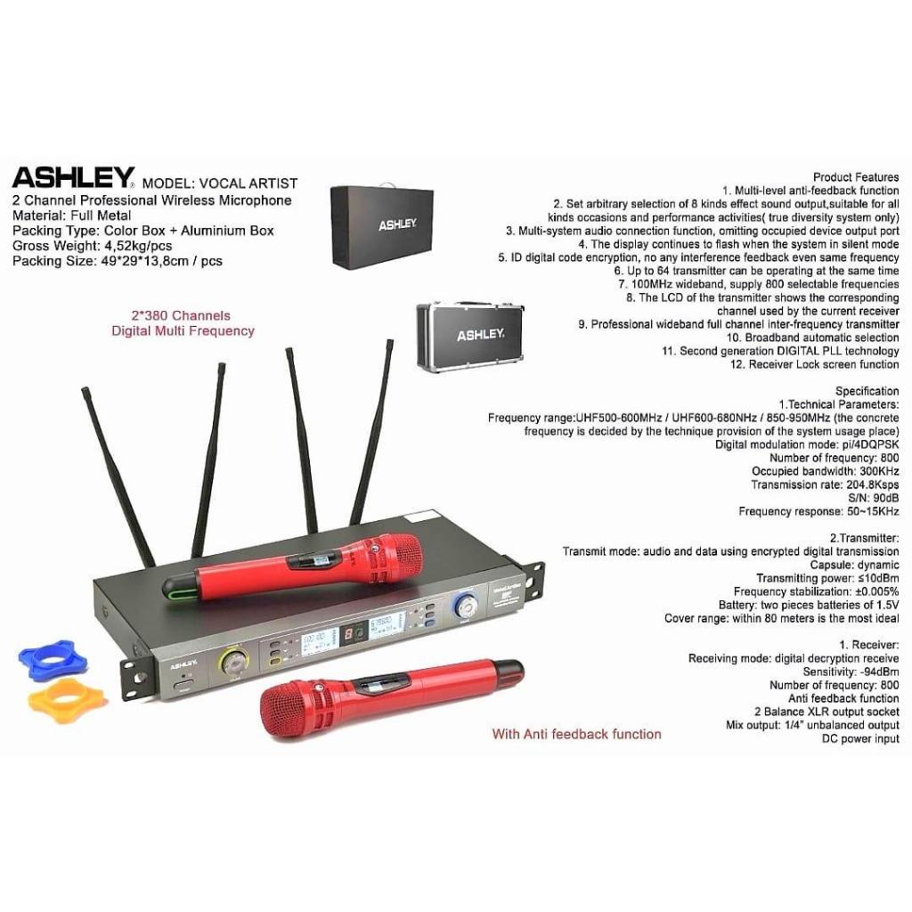 MIC ASHLEY VOCAL ARTIST/ARTIS MICROPHONE WIRELESS FREE KOPER ORIGINAL