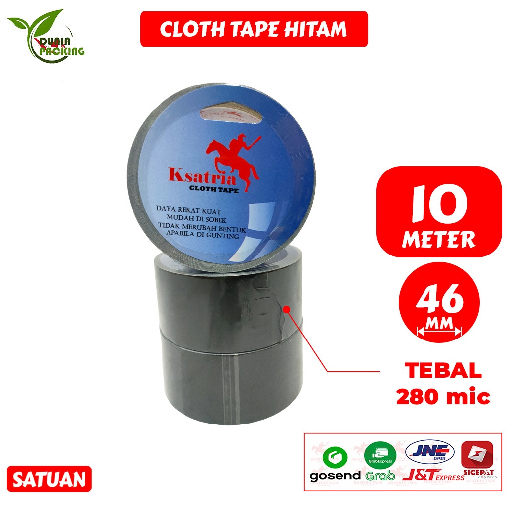 

Lakban Kain Solasi Kain Ksatria Tape Cloth Tape 46mm X 10 meter X 280MIC Lakban Kuat Lem