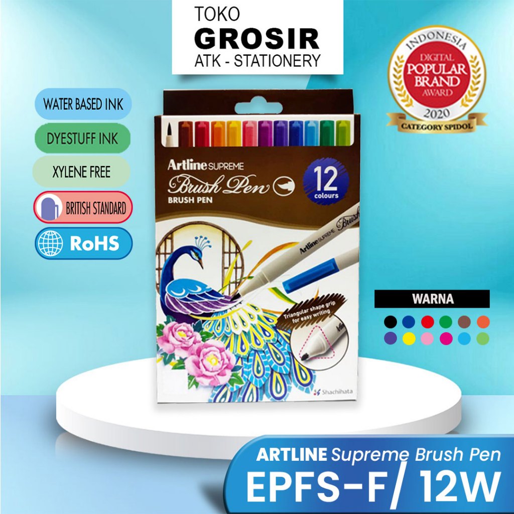 

EPFS-F/12W Spidol Supreme Brush Pen Kuas Gambar Sketsa Lettering Calligraphy SET 12 Warna ARTLINE