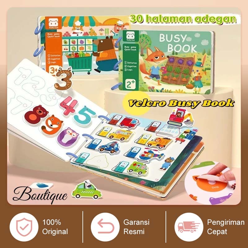 Buku Edukasi Anak Sticker Velcro Anak Mainan Pendidikan 30 pages buku /Buku Bayi Mainan Edukasi Buku