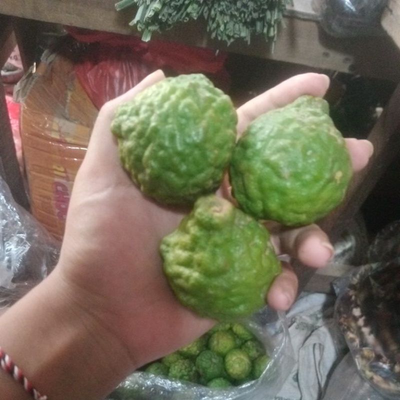 

jeruk purut berukuran sedang 3 buah