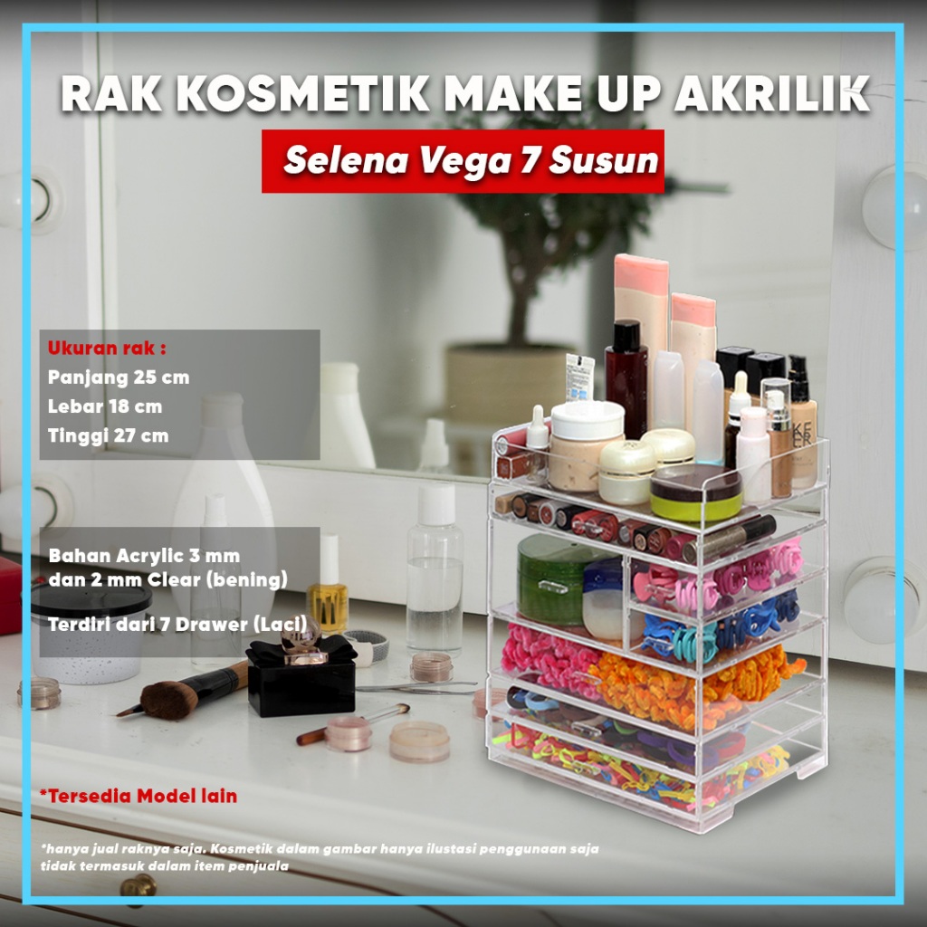 Rak Laci Aksesoris Akrilik Selena Vega 7 Susun