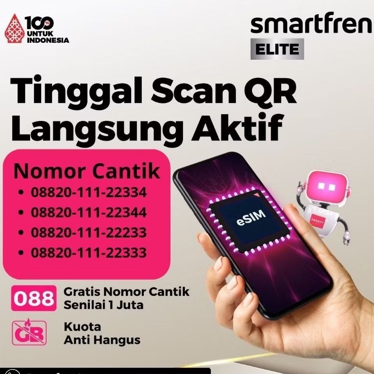 Esim Smartfren Kuota 100GB, Nomor Cantik