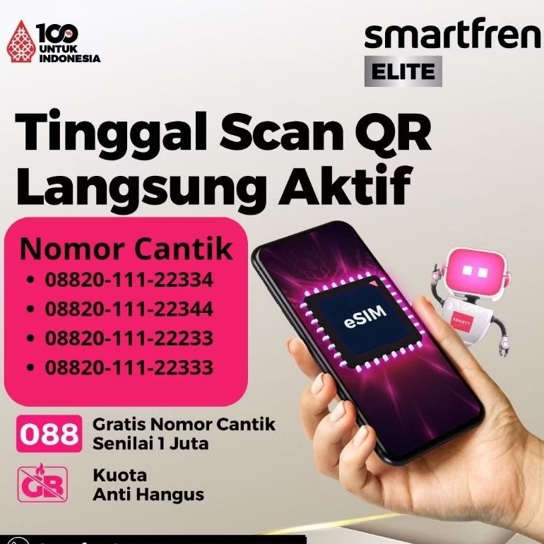 Esim Smartfren Kuota 100GB, Bisa Request Nomor