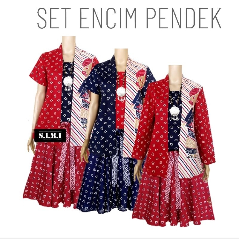 SIMIFASHION Set kebaya kutu baru pendek dan rok Klok Motif  Batik series