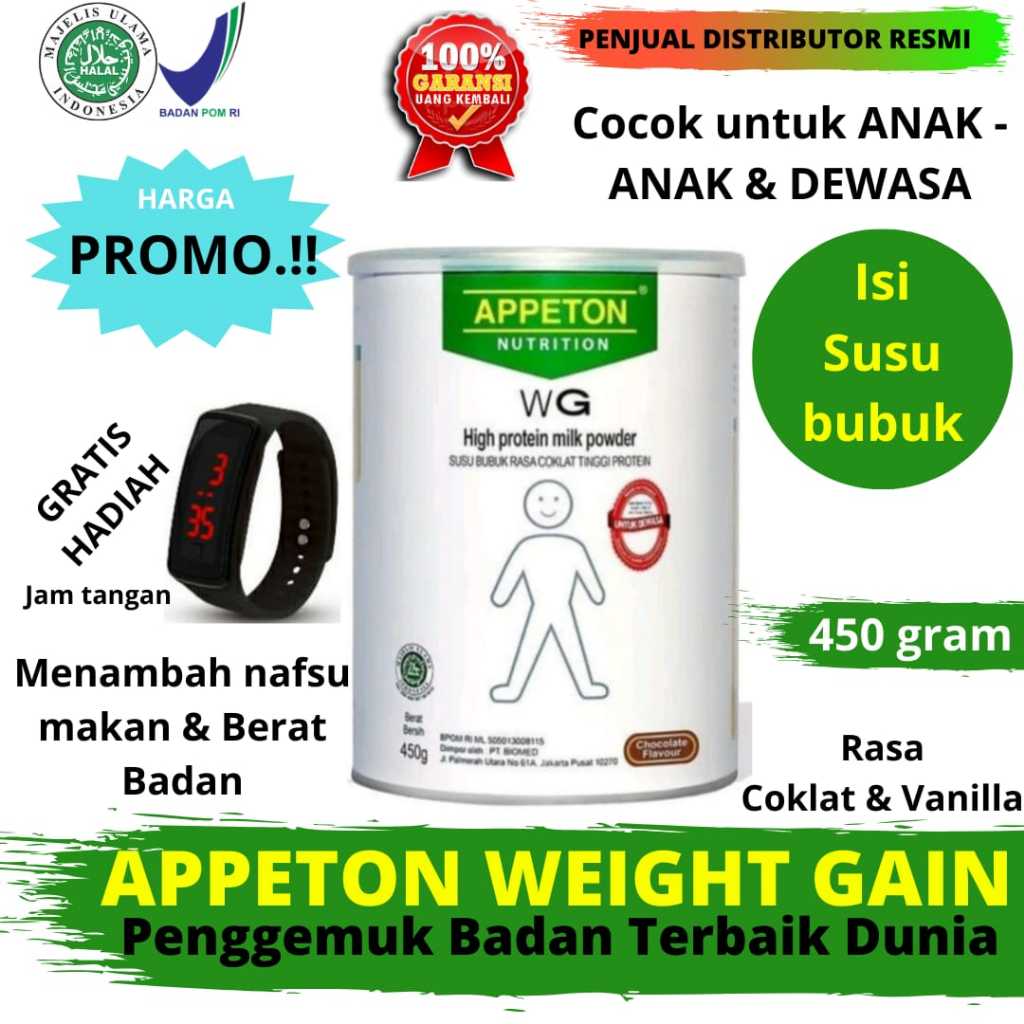 

APPETON WEIGHT GAIN / Susu Penggemuk Badan / Penggemuk Badan anak-anak dan dewasa / susu penggemuk