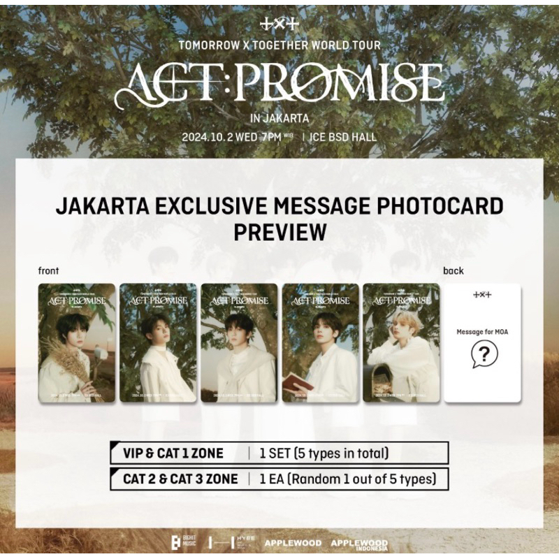 TXT Photocard PC Benefit Act:Promise Jakarta Soobin Yeonjun Beomgyu Taehyun Huening Kai (Set) + Free