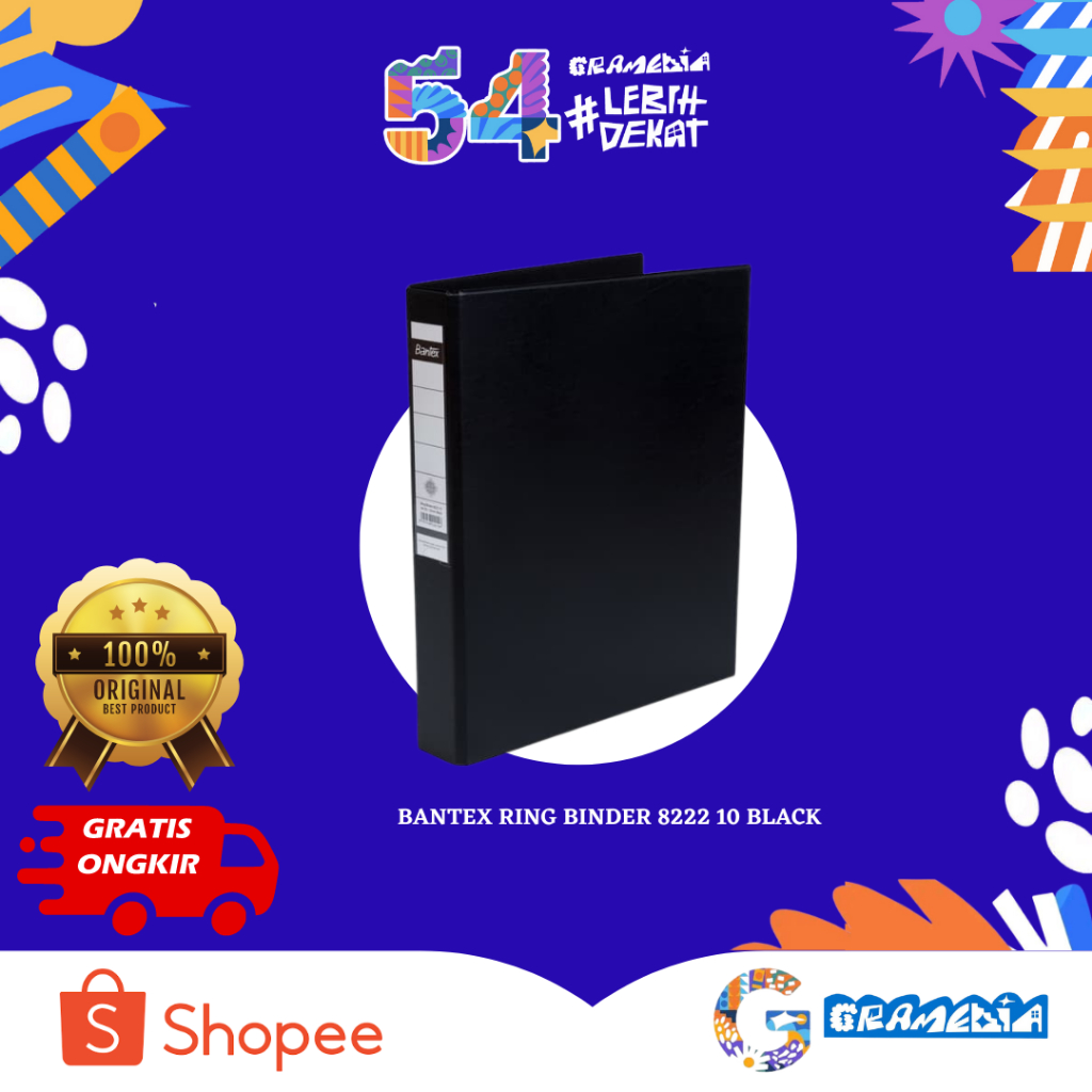 

GRAMEDIA BOGOR - BANTEX RING BINDER 8222 10 BLACK