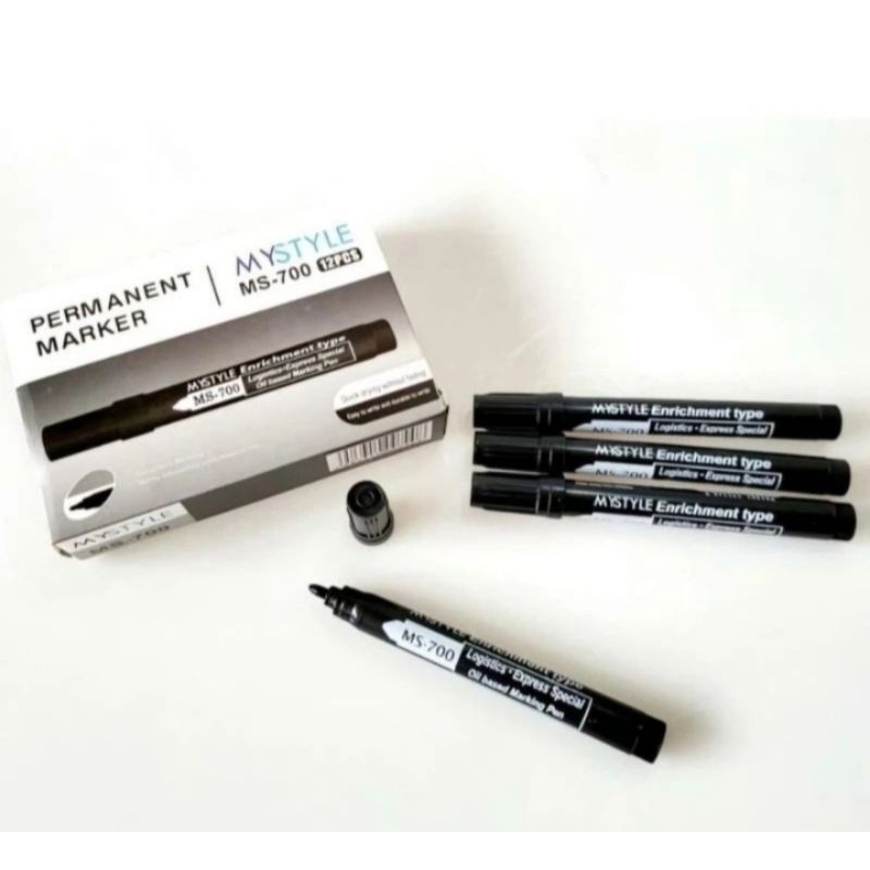 

MYSTYLE spidol permanent warna hitam 1 pak isi 12 pcs