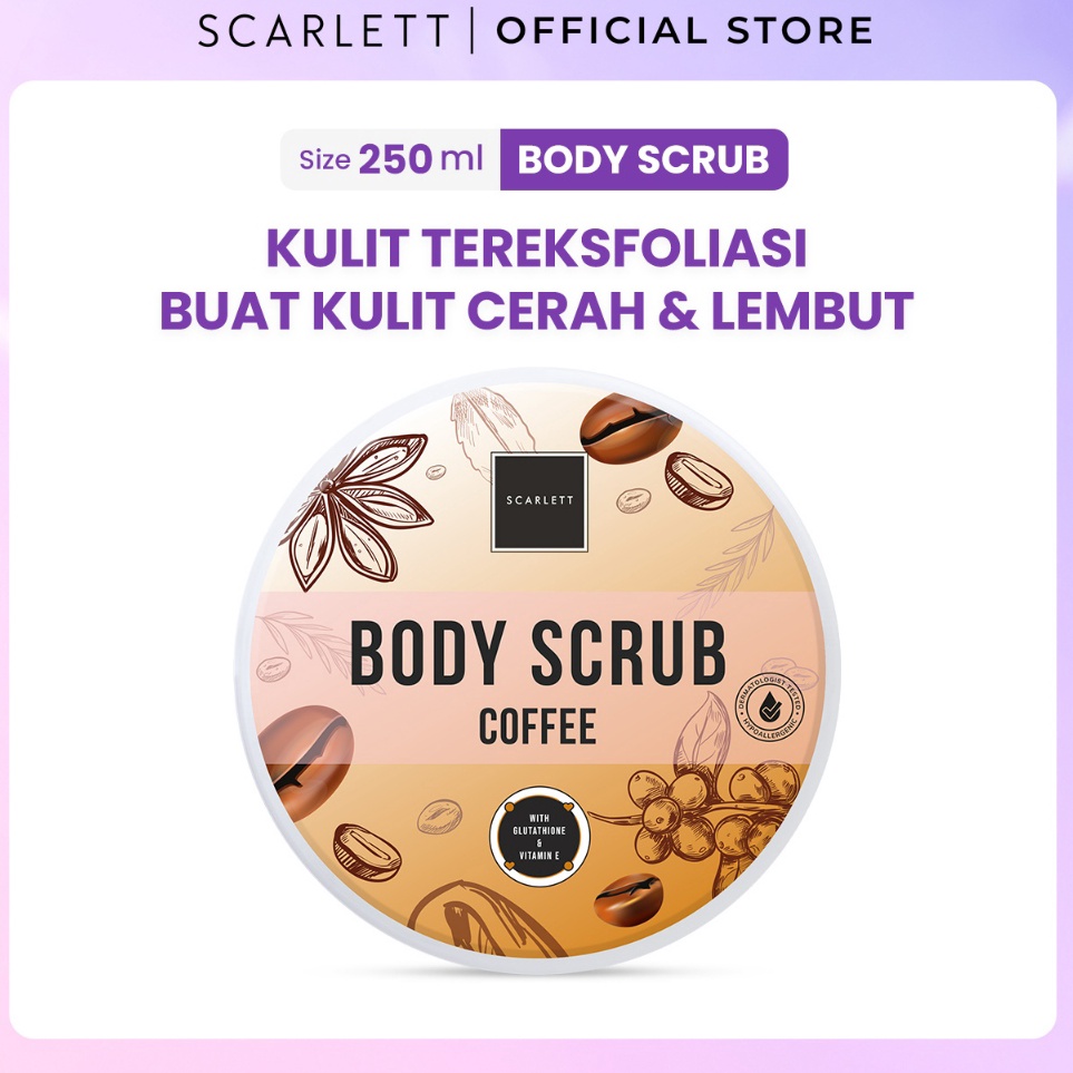 Scarlett Whitening Body Scrub Coffee menghaluskan dan melembabkan kulit KODE H8R2