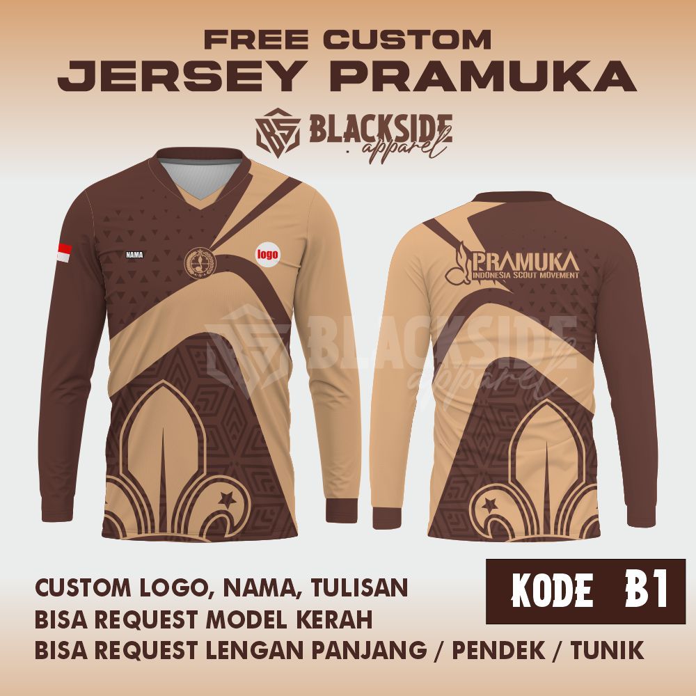JERSEY PRAMUKA VNEK KAOS / BAJU PDH PDL PRAMUKA / PANITIA PRINTING FREE CUSTOM TUNIK PANJANG
