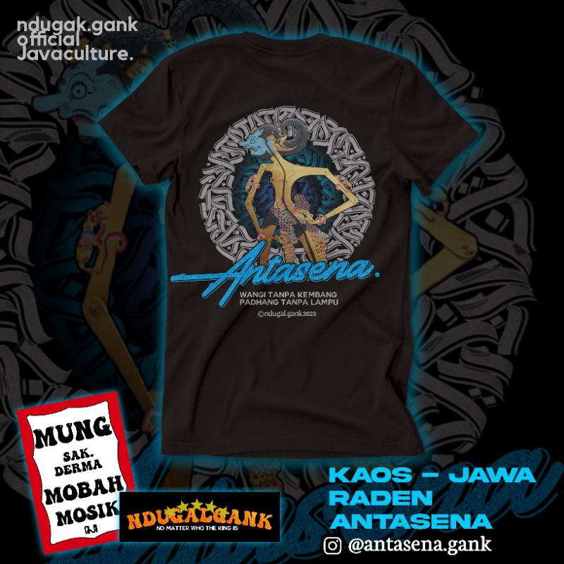 Antasena T-shirt Ndugal Gank - Black Wayang Java Culture