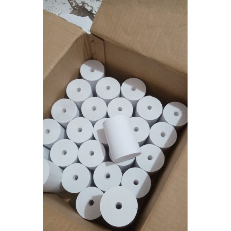 

Baru Berkualitas Kertas Struk kasir thermal Paper rol termurah 8x4mm coreles Paket 1 kg isi 15 Rol