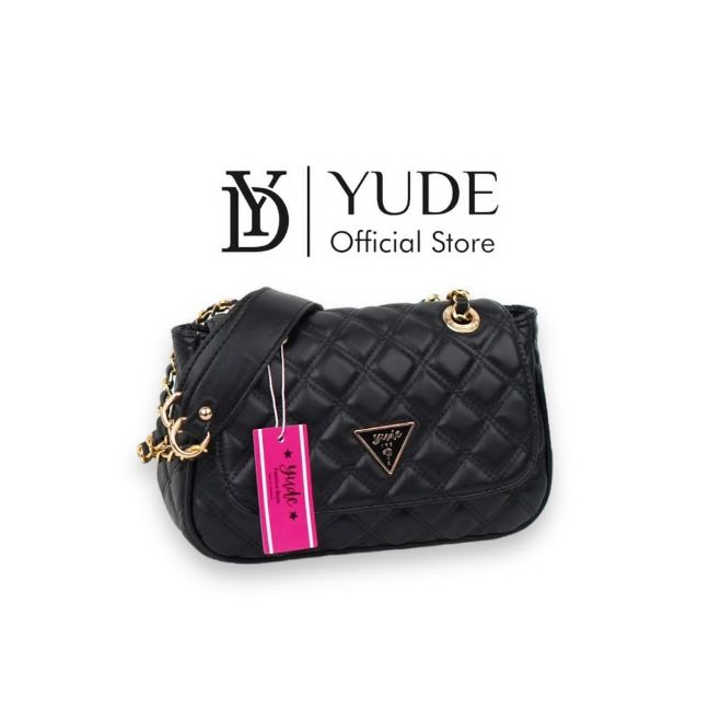 Yude - Tas Shoulderbag Bahu Tali Rantai Mewah Wanita Korean Terbaru Kondangan Sintetis Bordir Fuji S