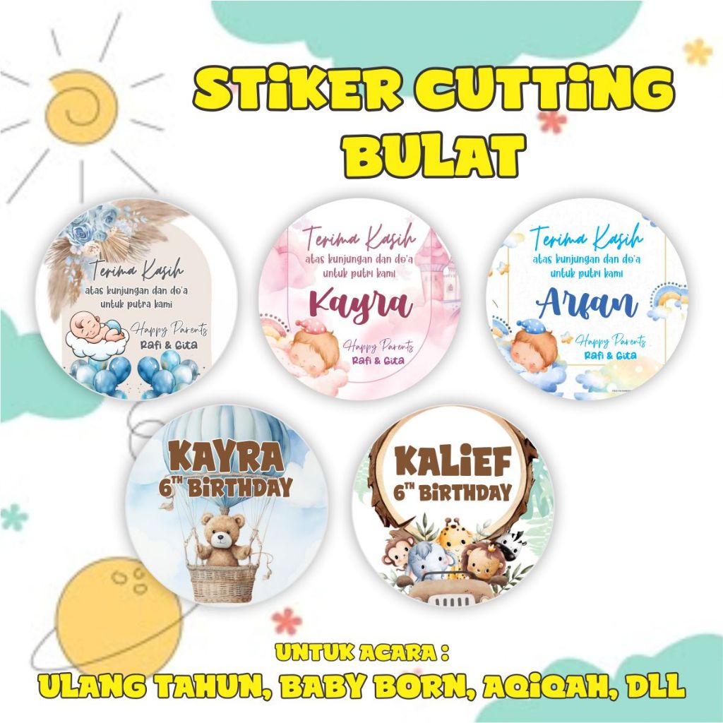 

Stiker Bulat Cutting Untuk Ulang Tahun/ Stiker Baby Born/ Stiker Aqiqah/