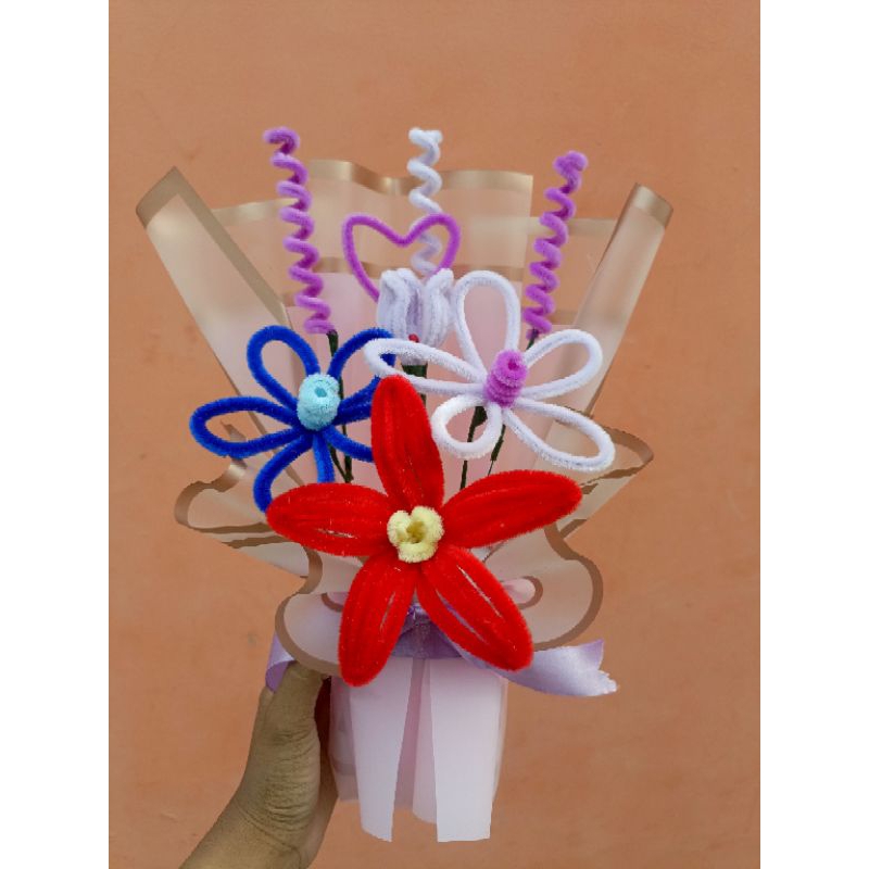 buket kawat bulu bunga / bouqet kawat bulu bunga / bouqet pipe cleaner flower