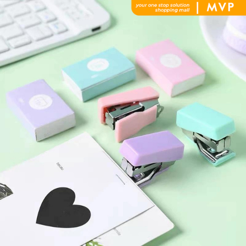 

MVP Mini Stapler SET Macaron Color Stapler Mini Set Free Isi Staples Kecil Portabel
