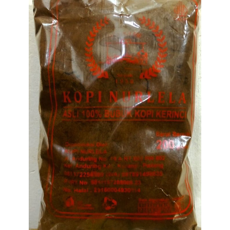 

KOPI NURLELA/KOPI HITAM BUBUK/ASLI 100 % BUBUK KOPI KERING 1 bks 200 gram