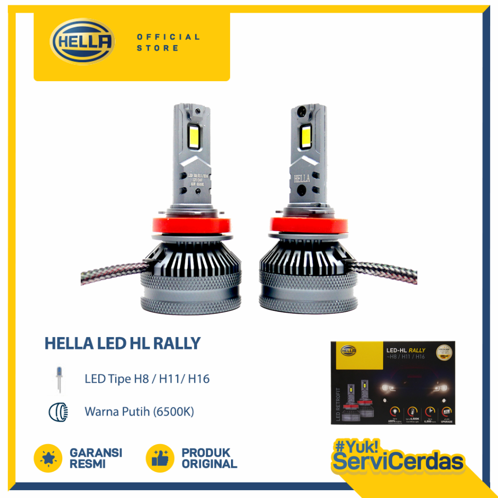 Lampu Mobil HELLA LED HL RALLY H8/H11/H16 6500K - Bohlam Mobil