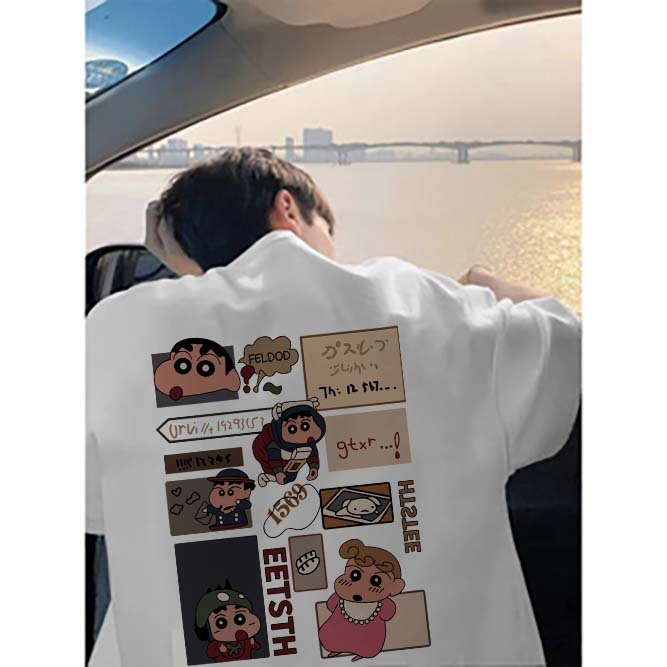 Kartun anime Jepang Crayon Shin-chan Kaos Import baju t shirt pria | baju t shirt pria | Pria Retro 