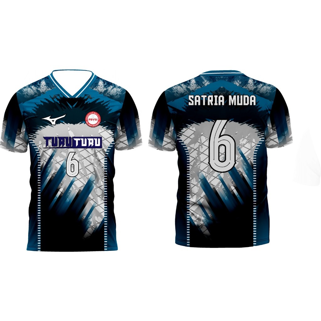 Jersey Volly Hitam Gradasi (Satria Muda) full printing