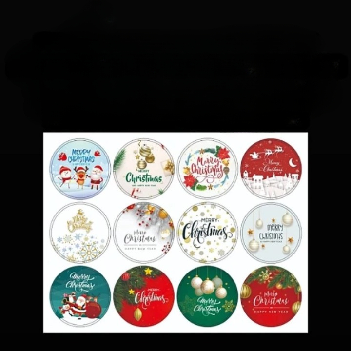 

Sticker Natal Christmas Bulat 4.5cm 1 lembar isi 12 Pcs Cantik