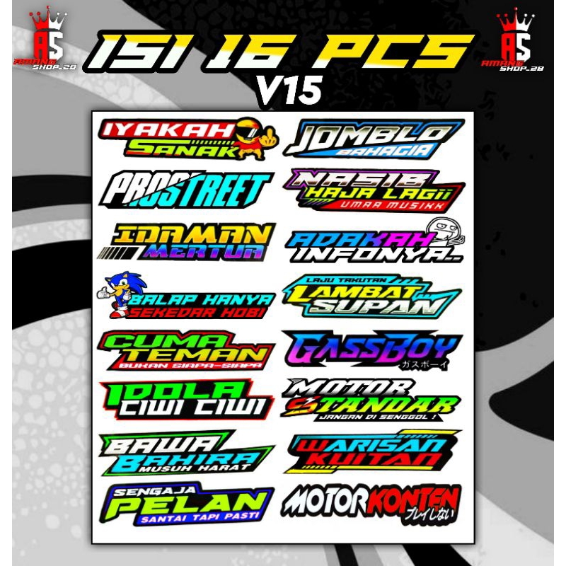

Stiker Isi 16pcs V15 Terbaru