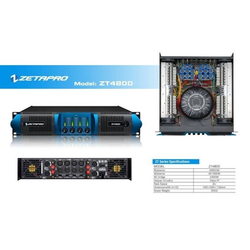 POWER AMPLIFIER ZETAPRO ZT-4800 POWER 4 CHANNEL ORIGINAL ZETAPRO ZT4800