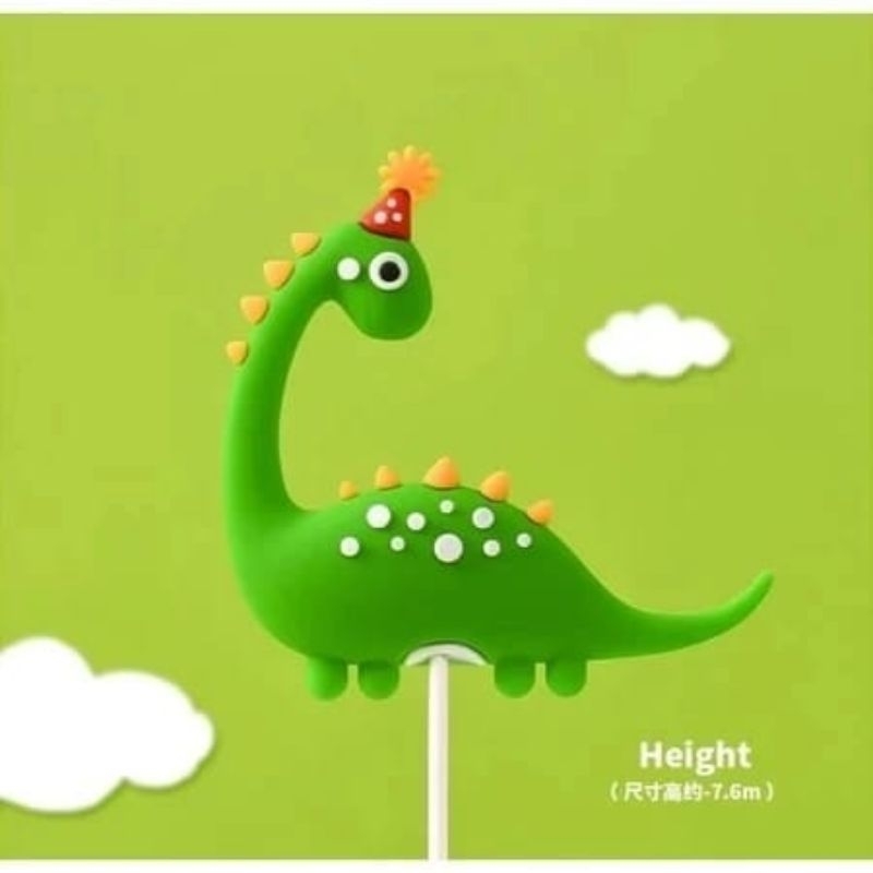 {DS} Pajangan Kue Ulang Tahun Dinosaurus Dino Hijau Dan Orange Topper Cake Dinosaurus / Kartun Dinos