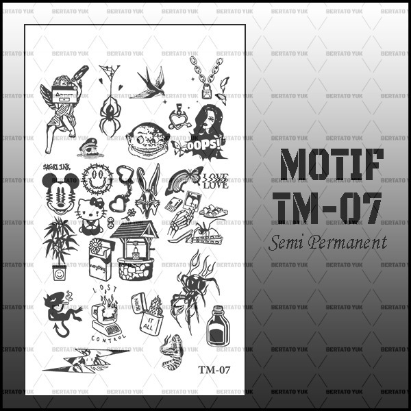 BERTATO-Stiker tato temporer semi permanen Seri TM-07 / Tato temporer anti air semi permanen / Berta